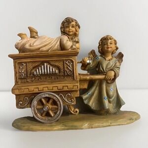 Italy Music Box Angels Christmas Plays Silent Night Hand Painted Style N43/M VTG
